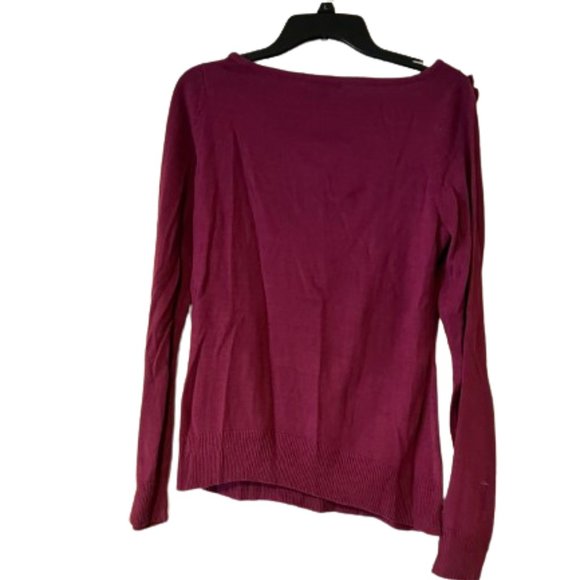 New York & Co Raspberry Long Sleeve Sweater with Fabric Embellished Neck - M - Picture 3 of 5